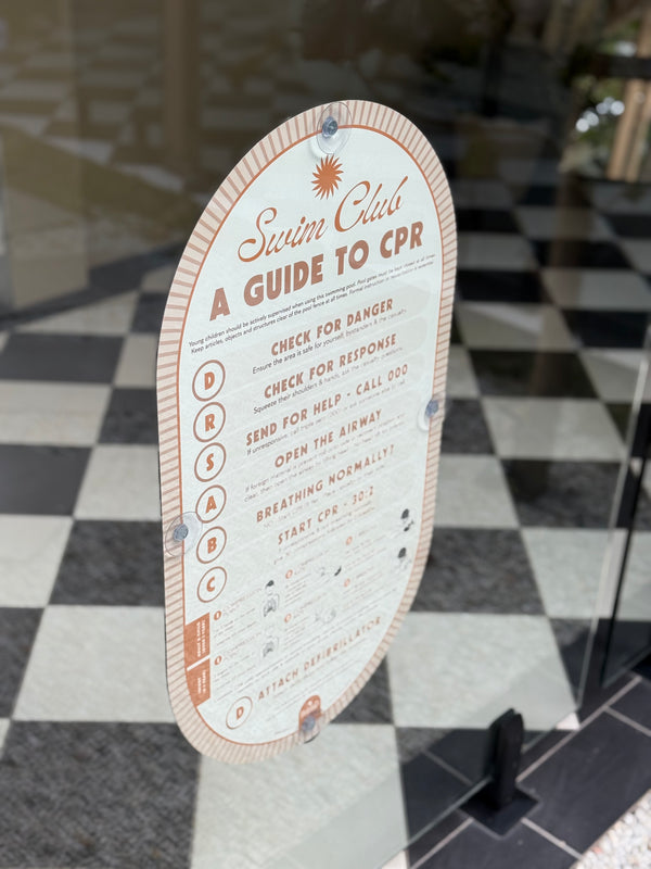 Mid-Century CPR Pool Sign • Factory Second • Linen Beige