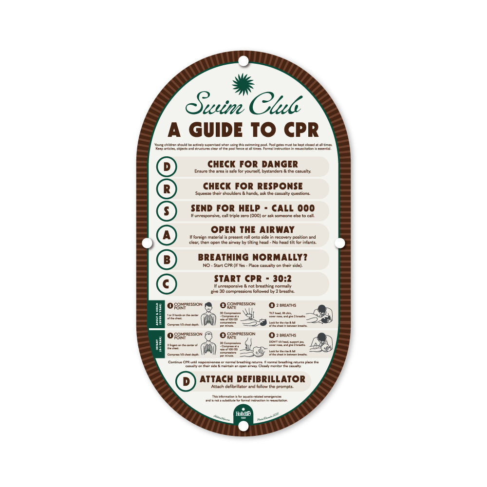 Leather & Moss | Mid-Century Pool CPR Sign