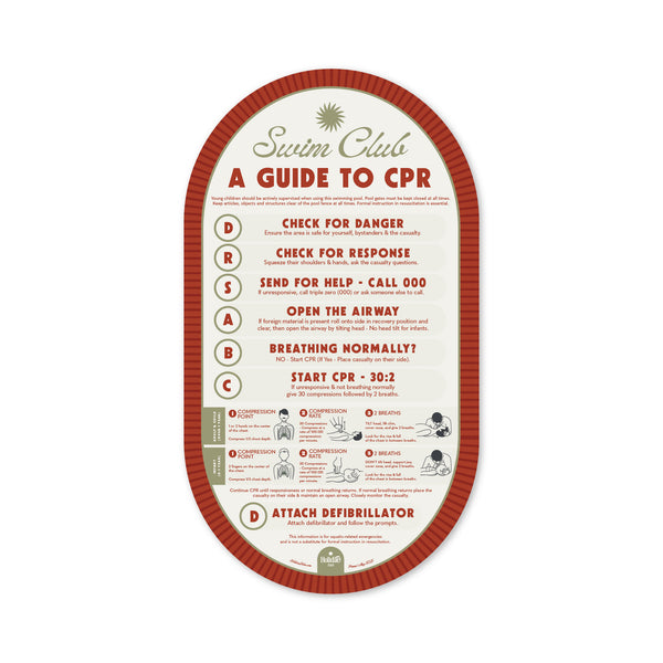 Redwood | Mid-Century Pool CPR Sign