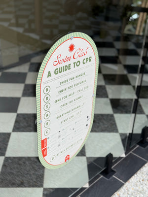 Olive Green | Mid-Century Pool CPR Sign