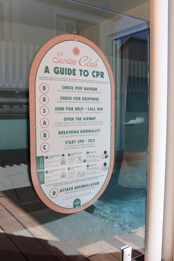 Rosé Pink | Mid-Century Pool CPR Sign