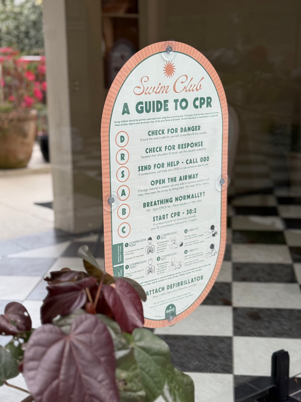 Rosé Pink | Mid-Century Pool CPR Sign