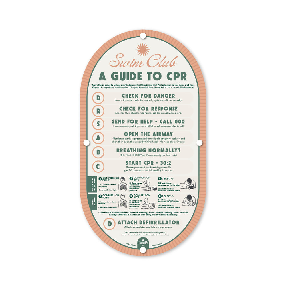 Mid-Century CPR Pool Sign • Factory Second • Rosé Pink
