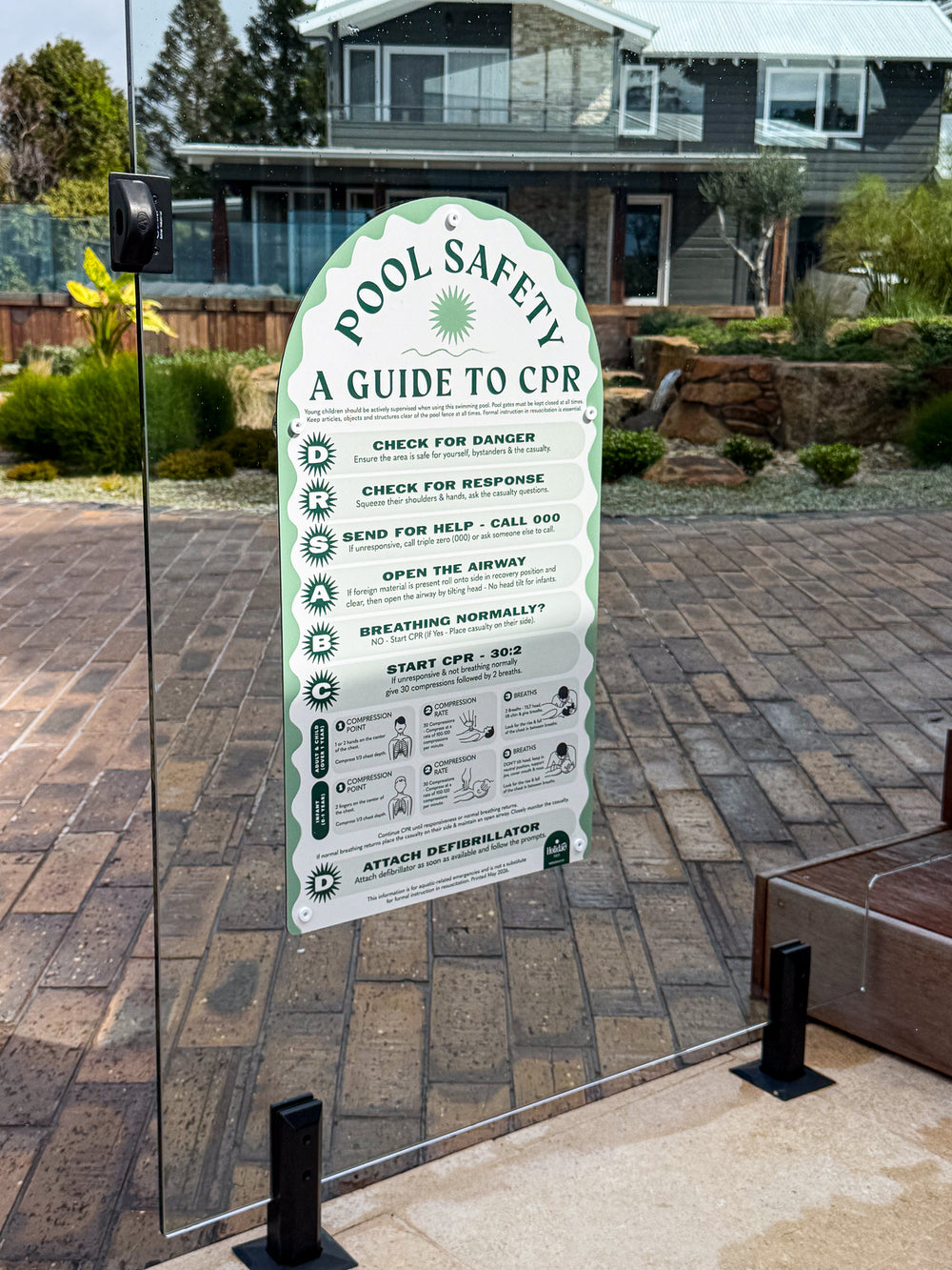 Mediterranean CPR Pool Sign • Sage Green