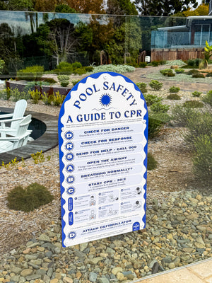Mediterranean CPR Pool Sign • Santorini Blue