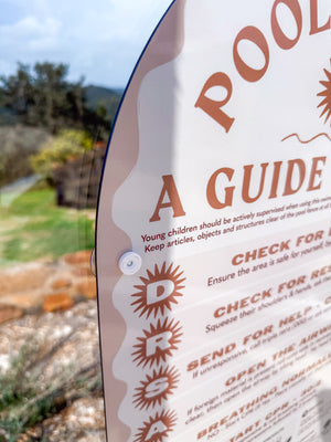 Mediterranean CPR Pool Sign • Travertine Beige