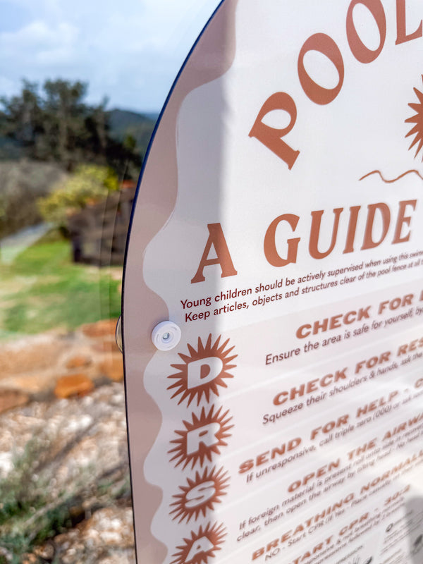 Mediterranean CPR Pool Sign • Travertine Beige